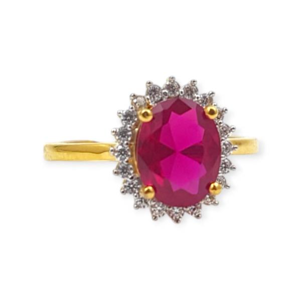 Amazing Gold Ring in Beautiful Design with Ruby and Zerkons